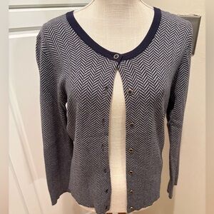 Tommy Hilfiger Navy and White Chevron Cardigan